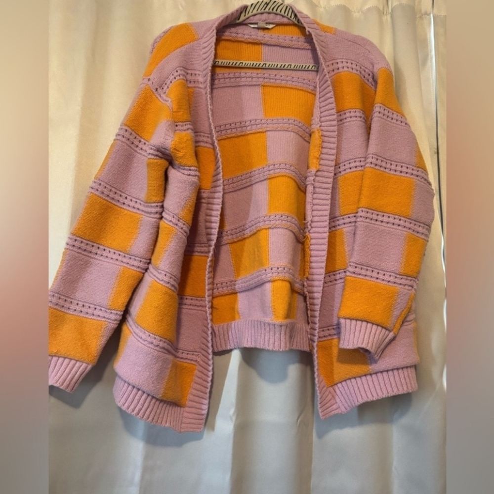 DAVI & DANI Pink and Orange Striped Cardigan